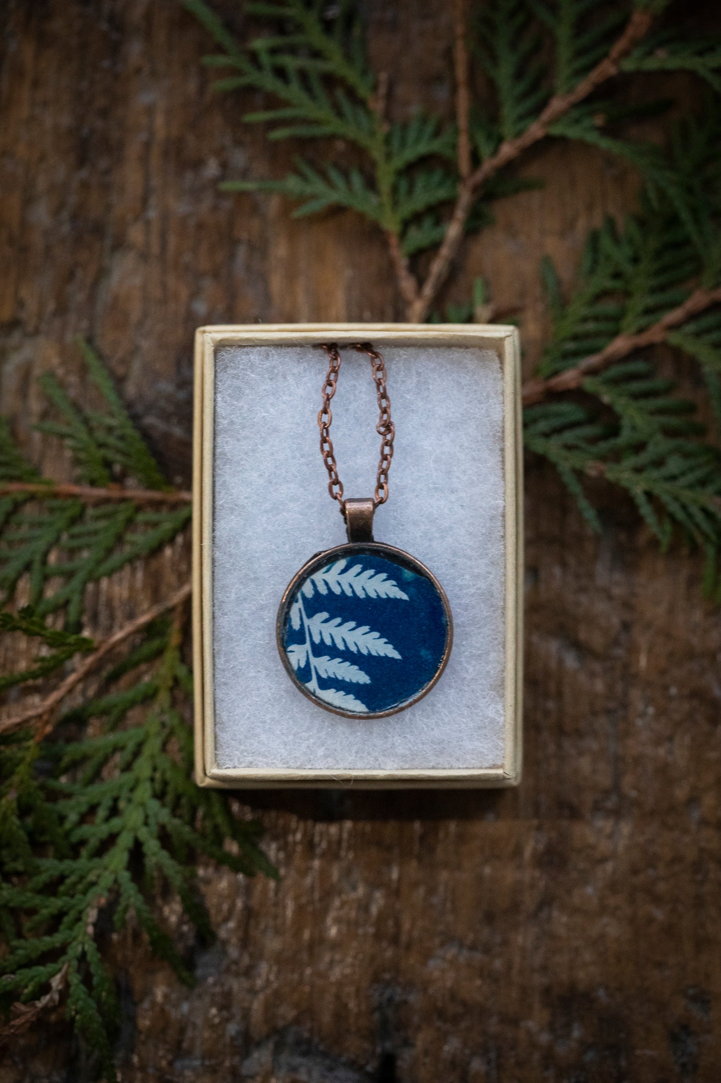 Fern Cyanotype | Copper & Resin Necklace