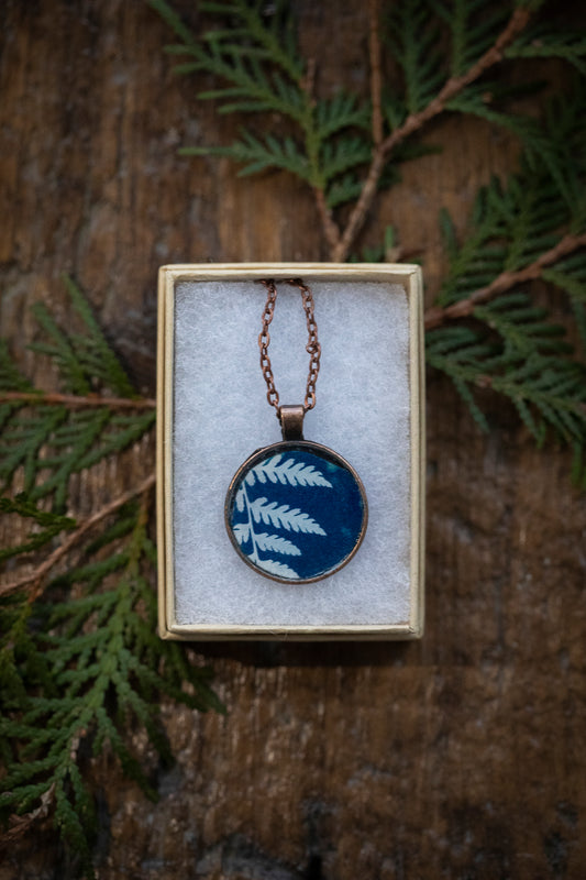 Fern Cyanotype | Copper & Resin Necklace
