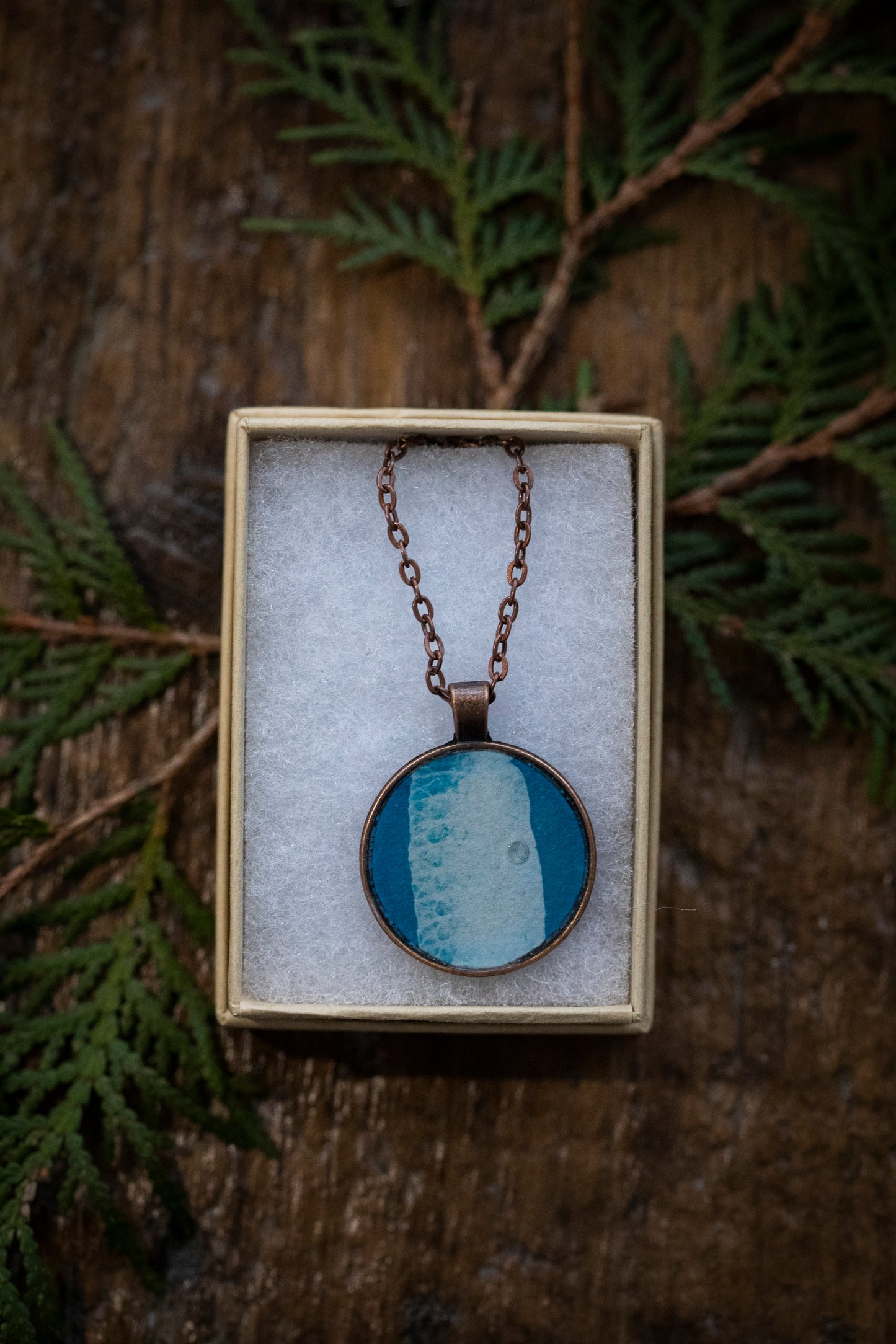 Snake Skin Cyanotype | Resin & Copper Necklace