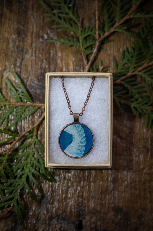 Snake Skin Cyanotype #2 | Copper & Resin Necklace